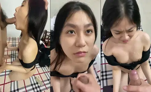 Bé sinh viên cực phẩm kêu em há miệng ra thì không chịu làm anh xuất tinh lên cả tóc em